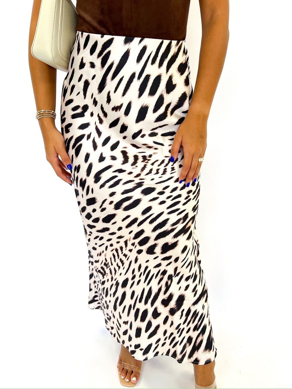 Sanctuary Black and White Animal Print Midi Skirt